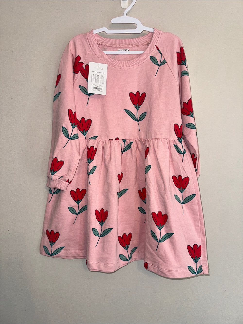 Little Maven Pinkand Red Floral Long-Sleeve Dress NWT size 5T